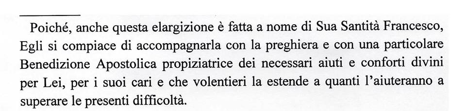 Un estratto della lettera di Papa Francesco a Rossella Madonia